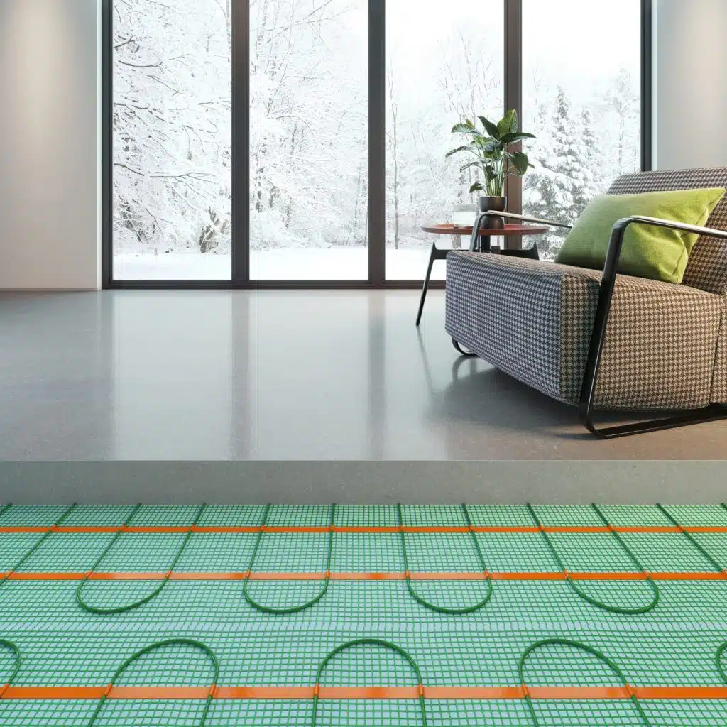 Flextherm heating cables under a living room floor