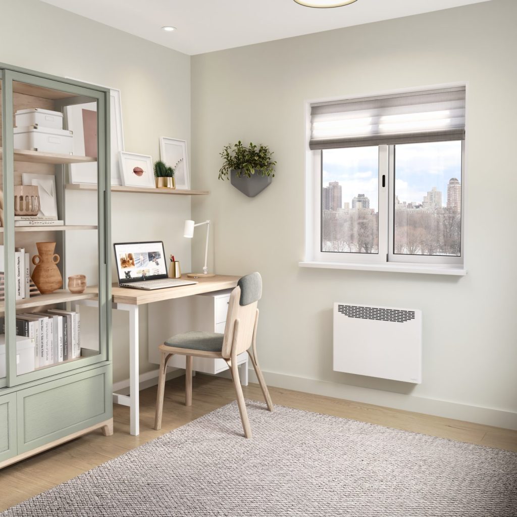 Uniwatt convector under a home office window