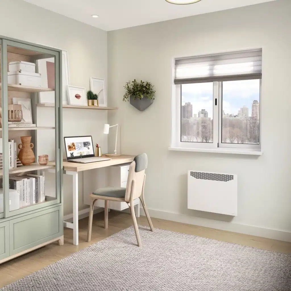 Uniwatt convector under a home office window